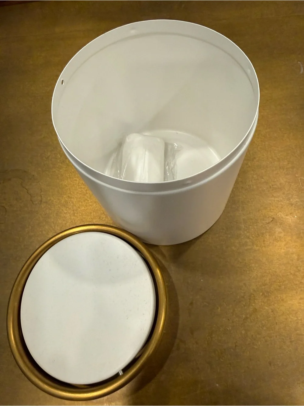 Vanity Mini Trash Can with Gold Rim